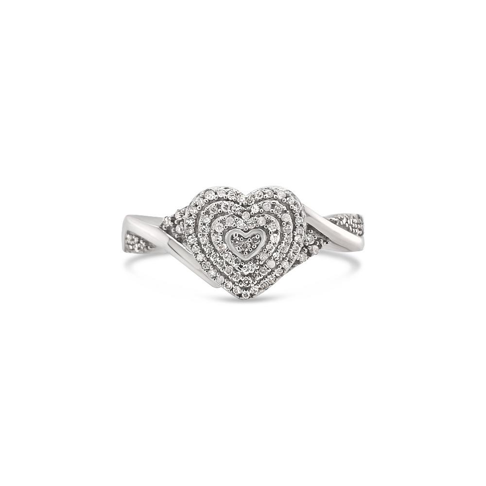 1/6 Carat Diamond Cluster Heart Ring in Sterling Silver