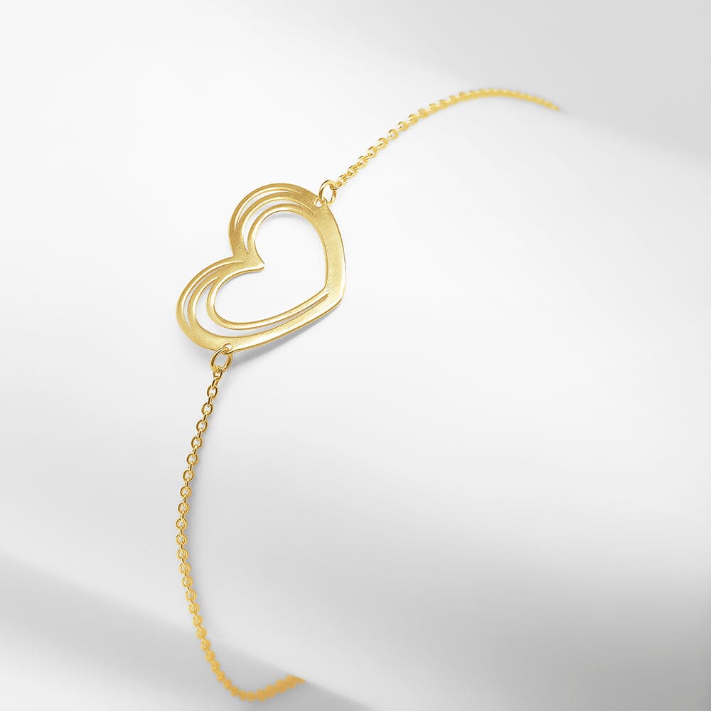 Image of Solo Heart Gold Chain Bracelet in 9K Yellow Gold-7.25"