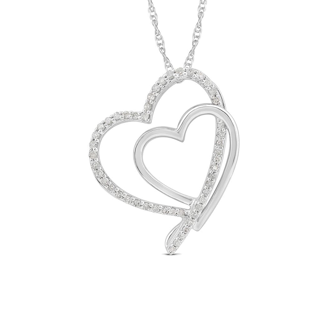 Image of 1/5 Carat Twin Hearts Diamond Pendant Necklace in Sterling Silver-18"