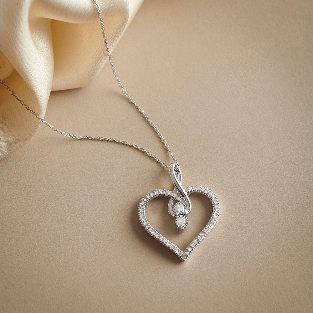 3/8 Carat Heart 52 Stone Lab Grown Diamond Pendant Necklace in Sterling Silver-18" - Netaya product image