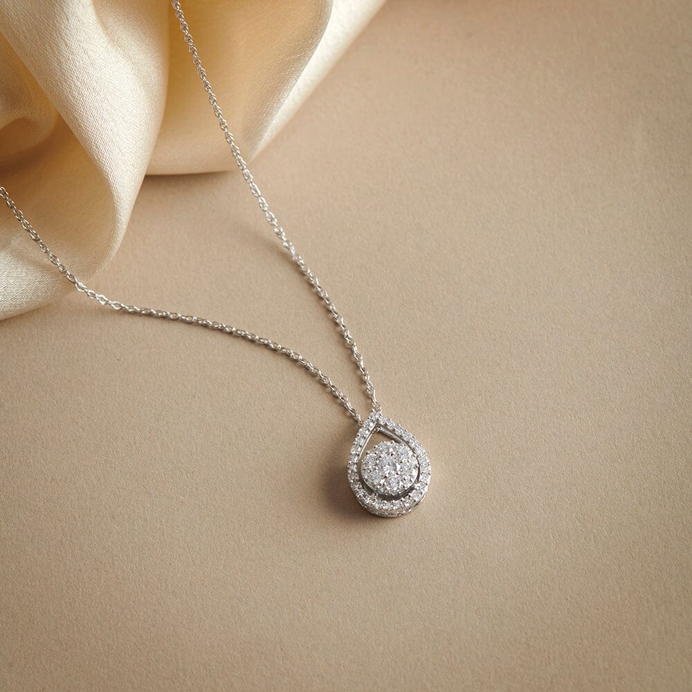 3/8 Carat Oval Shaped Lab Grown Diamond Pendant Necklace in Sterling Silver-18" - Netaya product image