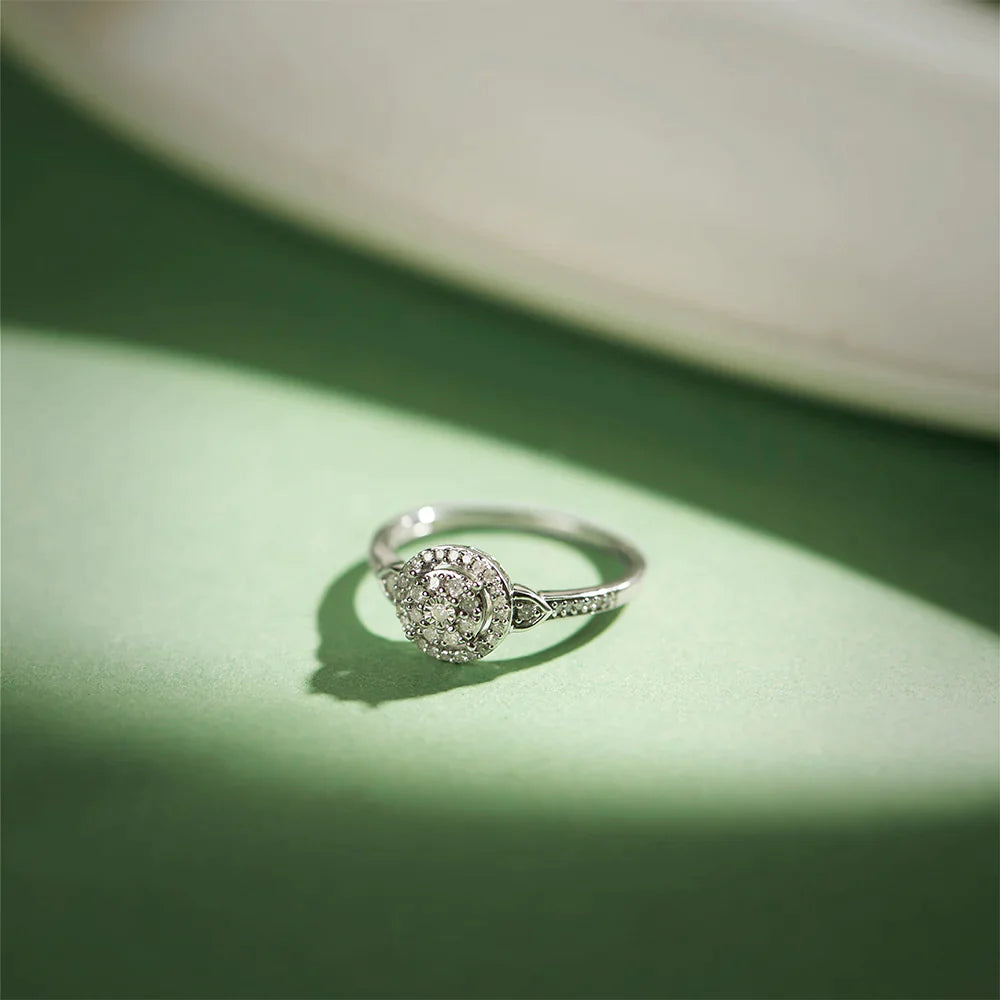 1/5 Carat Circle Diamond Cluster Ring in Sterling Silver