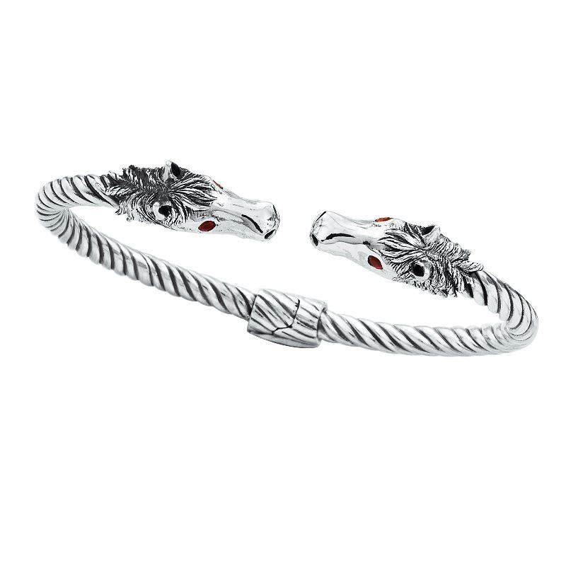 AB-1022-GA Sterling Silver Bangle With Garnet Q.