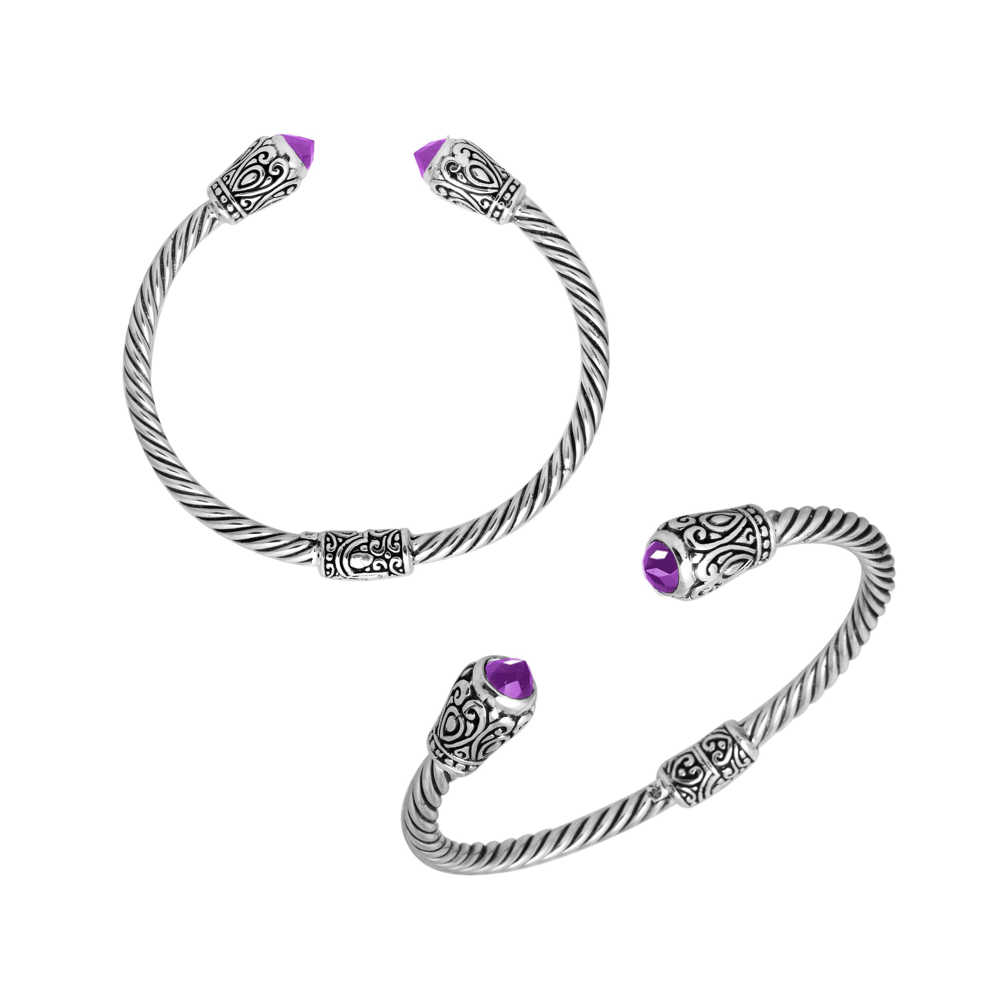 AB-1065-AM Sterling Silver Bangle With Amethyst Q.