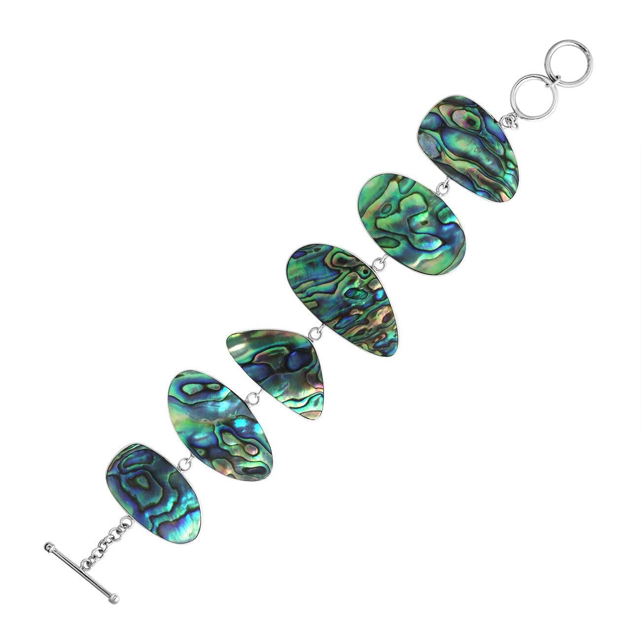 AB-1078-AB Sterling Silver Bracelet With Abalone Shell