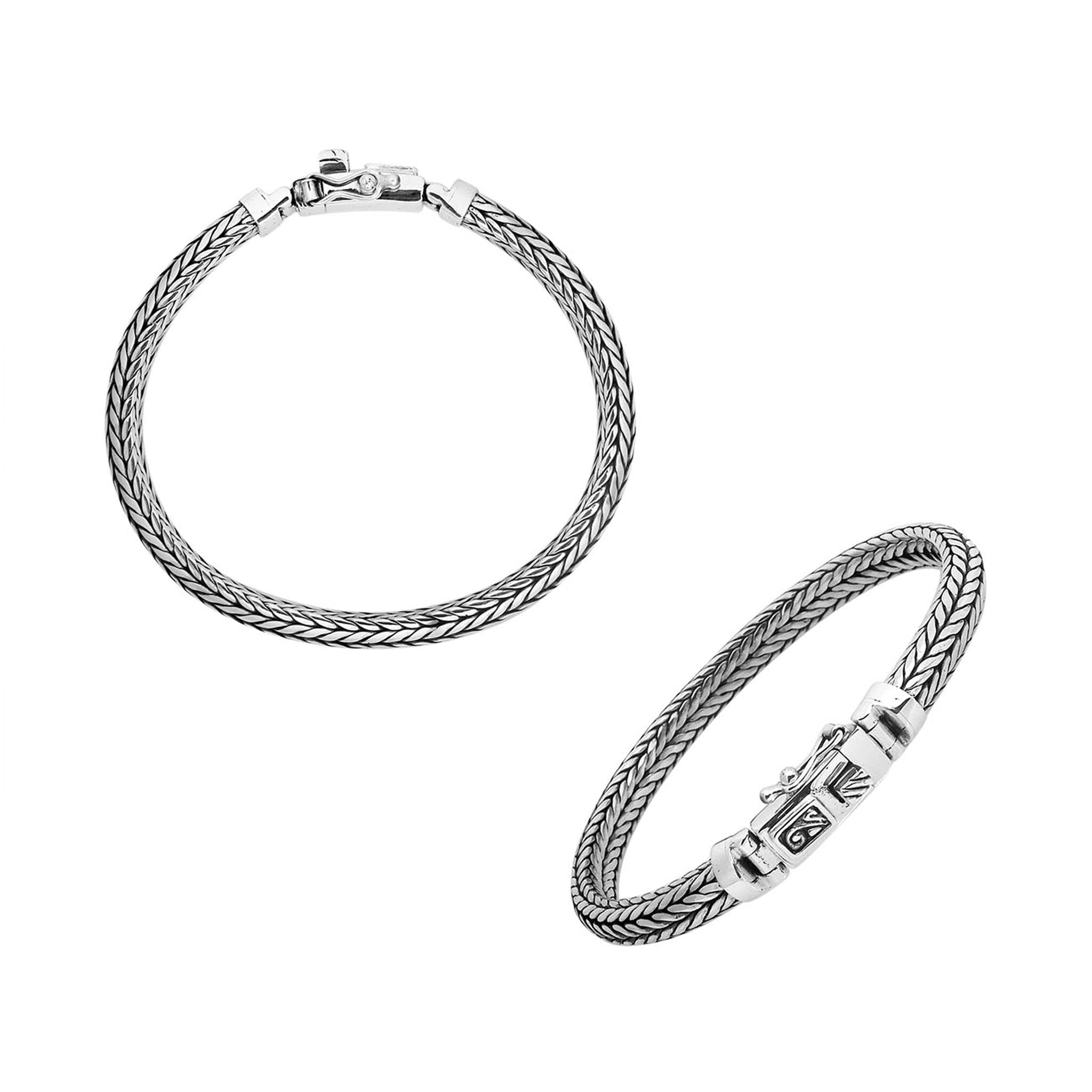 AB-1098-S-7" Sterling Silver Bracelet With Plain Silver