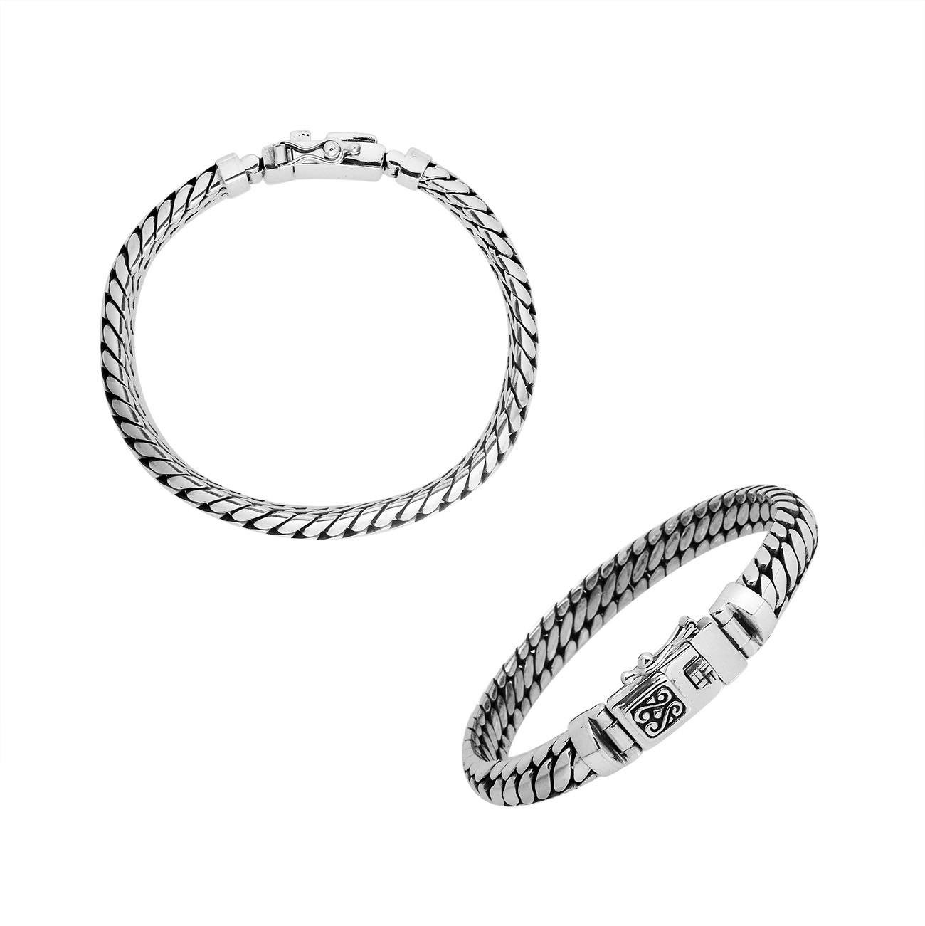 AB-1099-S-7.5" Sterling Silver Bracelet With Plain Silver