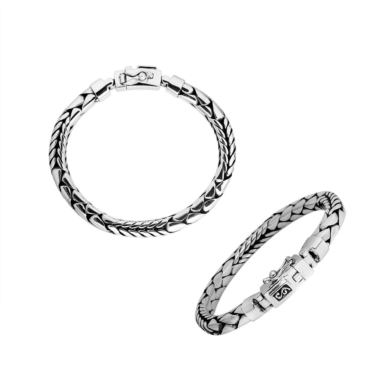AB-1107-S-8" Sterling Silver Bracelet With Plain Silver