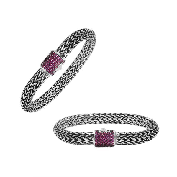 AB-1121-RB-7.5" Sterling Silver Bracelet With Ruby Q.