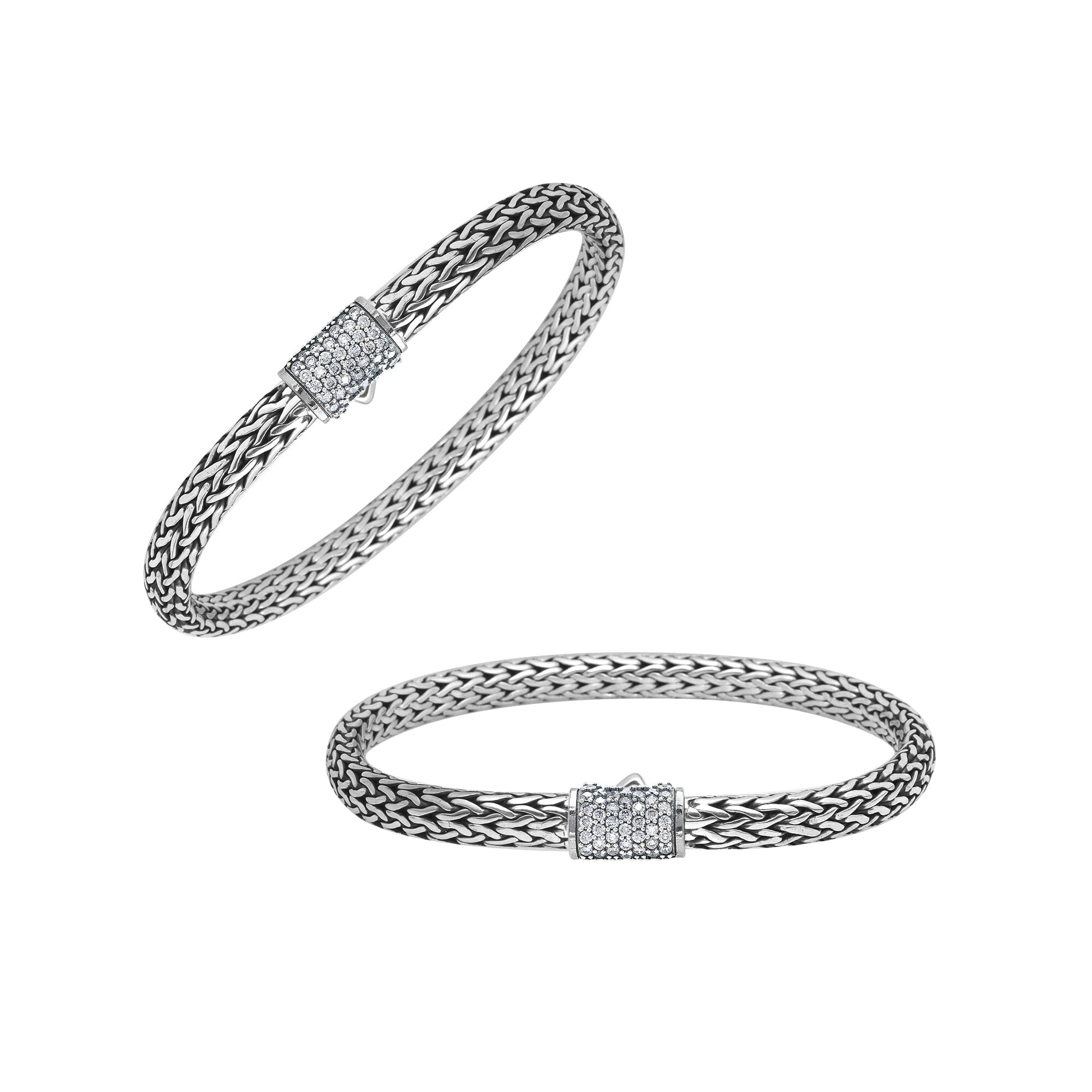 AB-1122-CZW-8.5" Sterling Silver Bracelet With White Cubic 