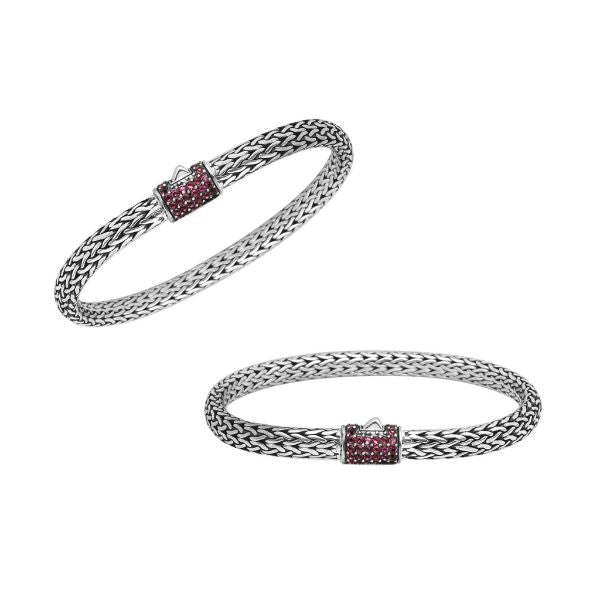 AB-1122-RB-7.5" Sterling Silver Bracelet With Ruby Q.