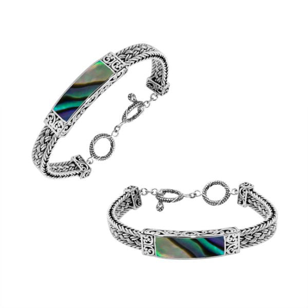 AB-1148-AB-7.5" Sterling Silver Bracelet With Abalone Shell