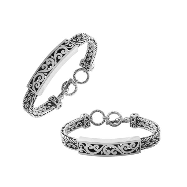 AB-1149-S-8.5" Sterling Silver Bracelet With Plain Silver