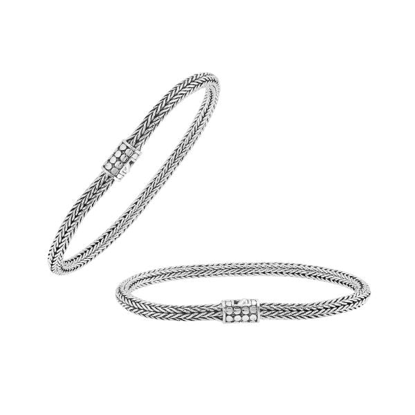 AB-1165-S-8" Sterling Silver Bracelet With Plain Silver