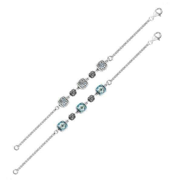 AB-9007-BT Sterling Silver Bracelet With Blue Topaz Q.