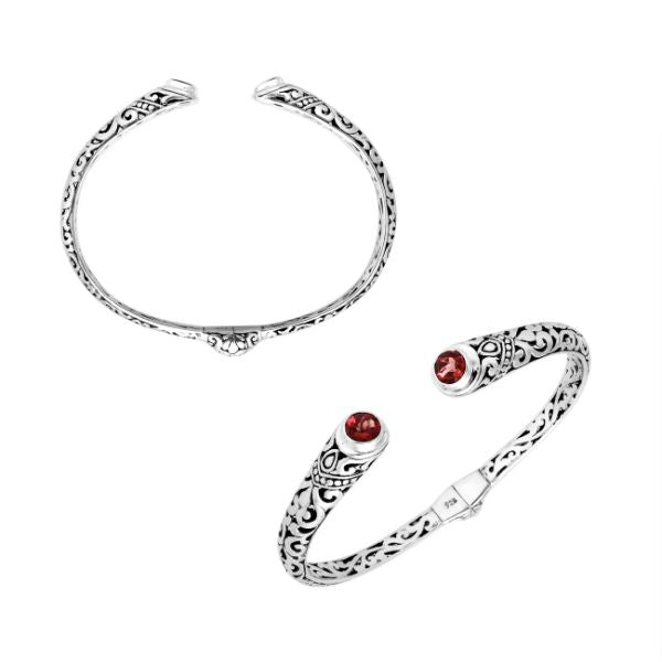 AB-9031-GA Sterling Silver Bangle With Garnet Q.