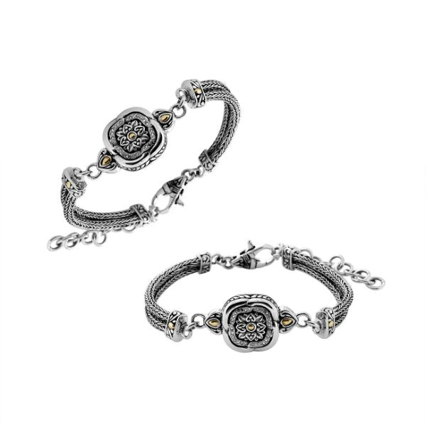 ABG-8044-DY Sterling Silver Bracelet With 18K Gold And Diamond