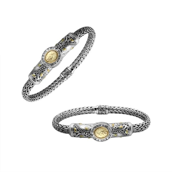 ABG-8049-GD Sterling Silver Bracelet With 18K Gold And Diamond