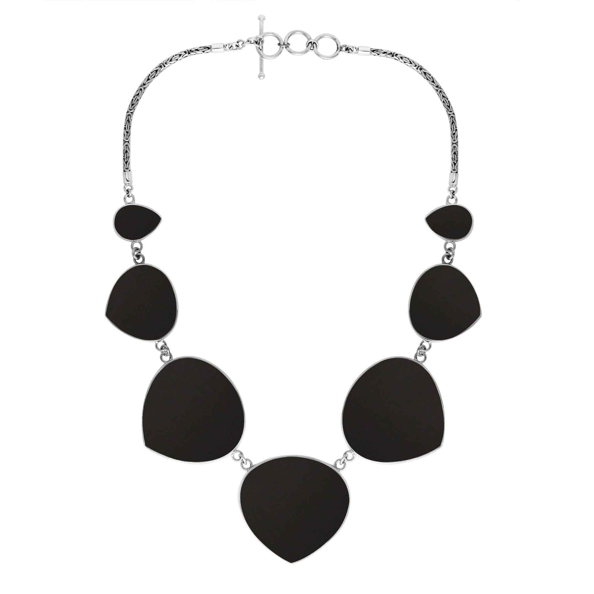 AN-1010-SHB Sterling Silver Necklace With Black Shell