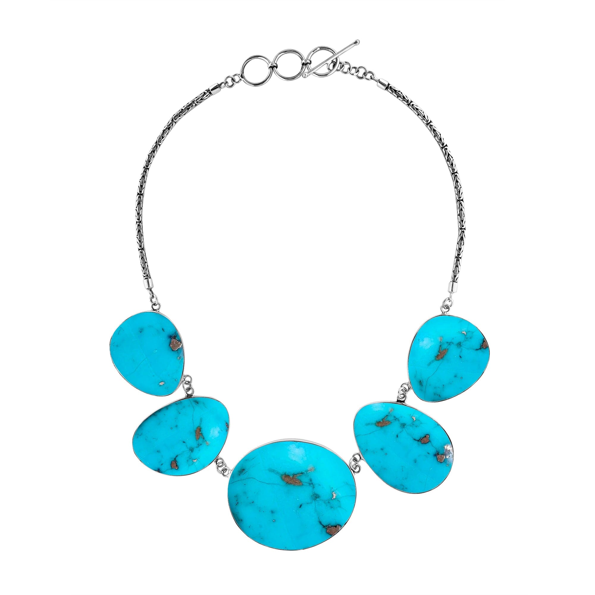 AN-1014-TQ Sterling Silver Necklace With Turquoise