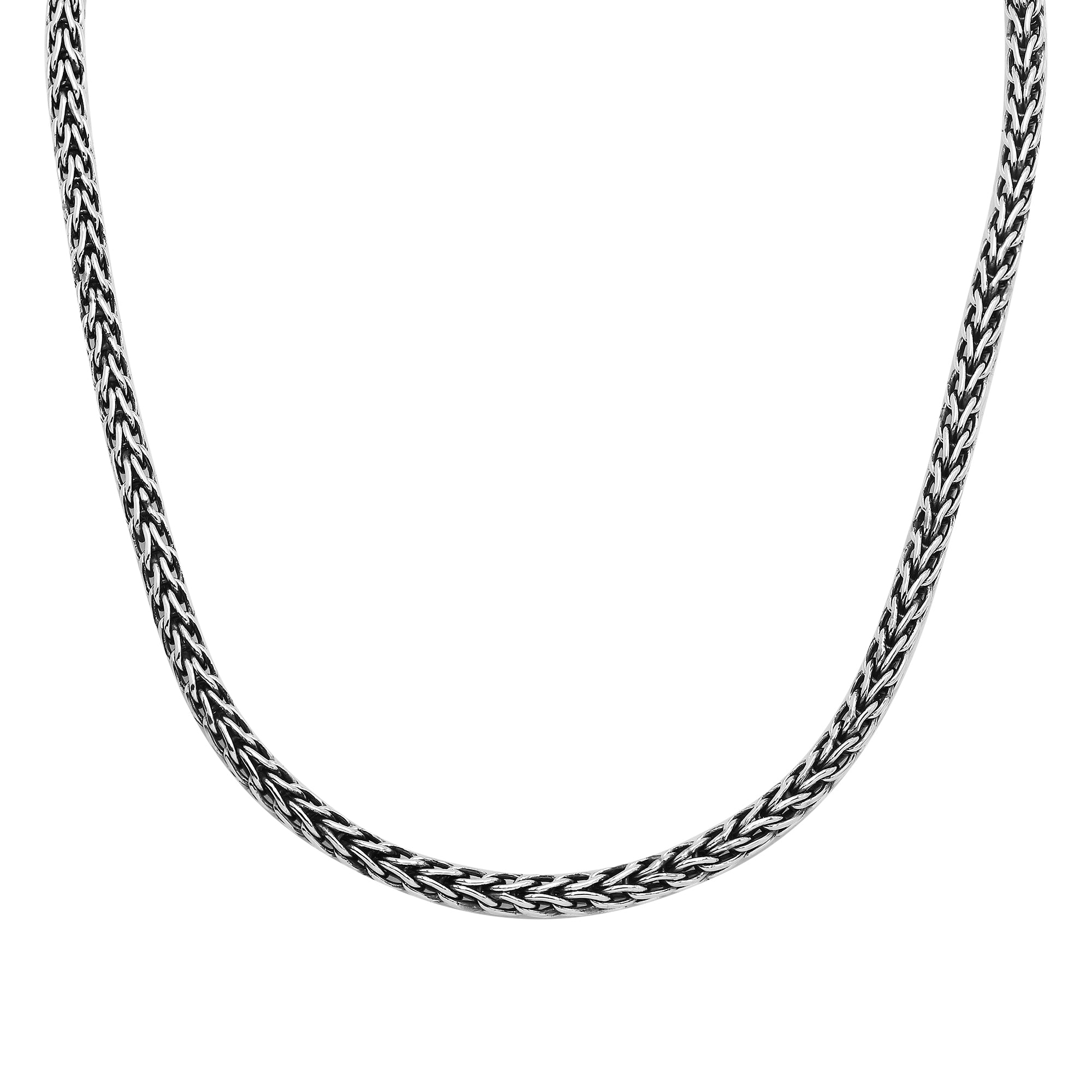 AN-6281-S-24" Bali Hand Crafted Sterling Silver Chain With Push Clasp