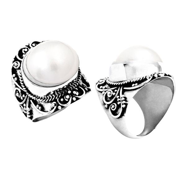 AR-1018-PE-6 Sterling Silver Ring With Mabe Pearl