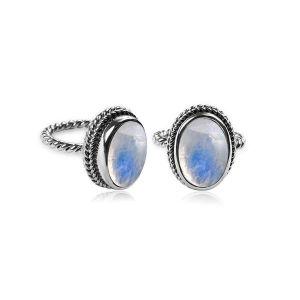 AR-6090-RM-7 Sterling Silver Ring With Rainbow Moonstone