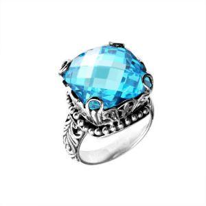 AR-6111-BT-6 Sterling Silver Ring With Blue Topaz Q.