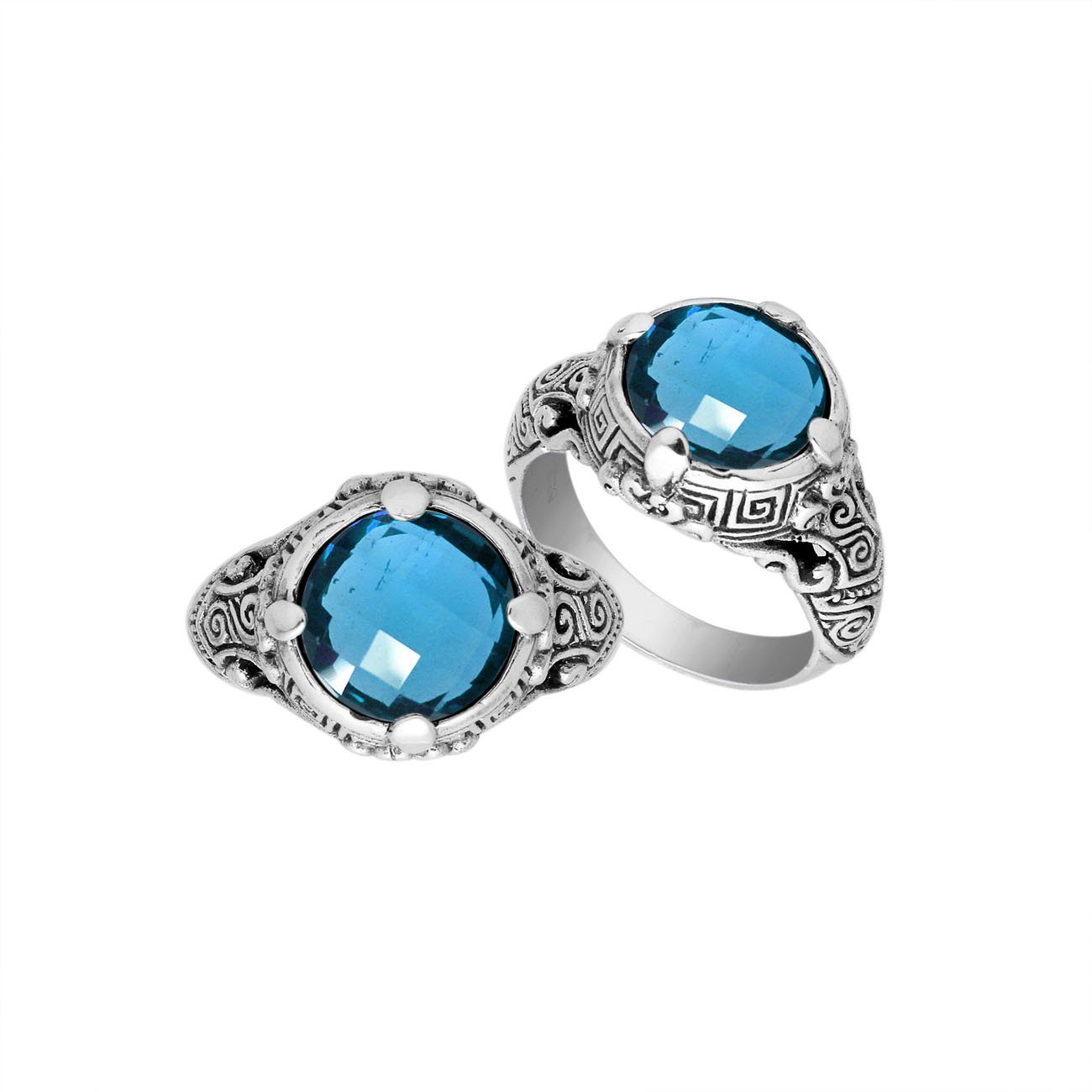 AR-6232-BT-7 Sterling Silver Ring With Blue Topaz Q.