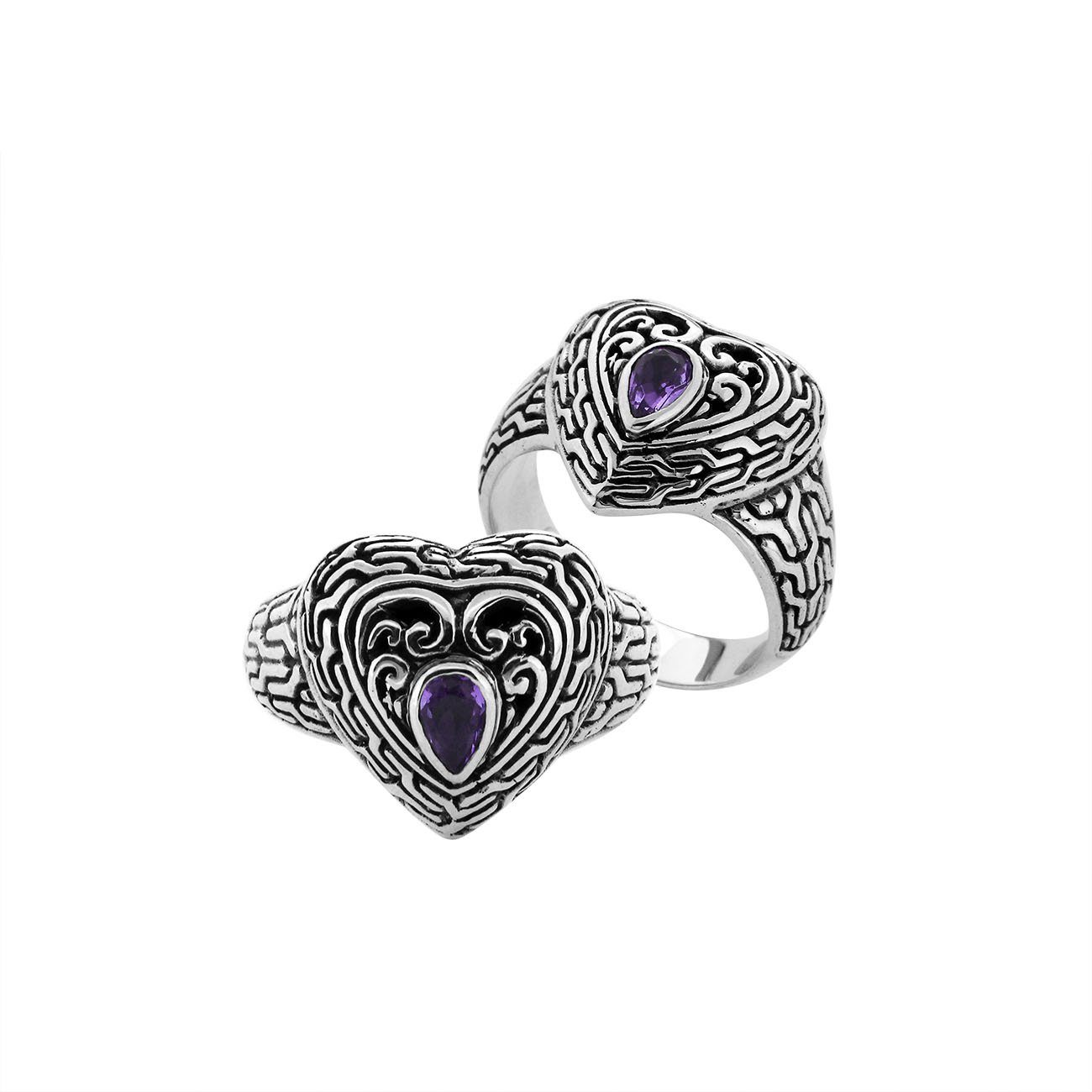 AR-6279-AM-6" Sterling Silver Ring With Amethyst