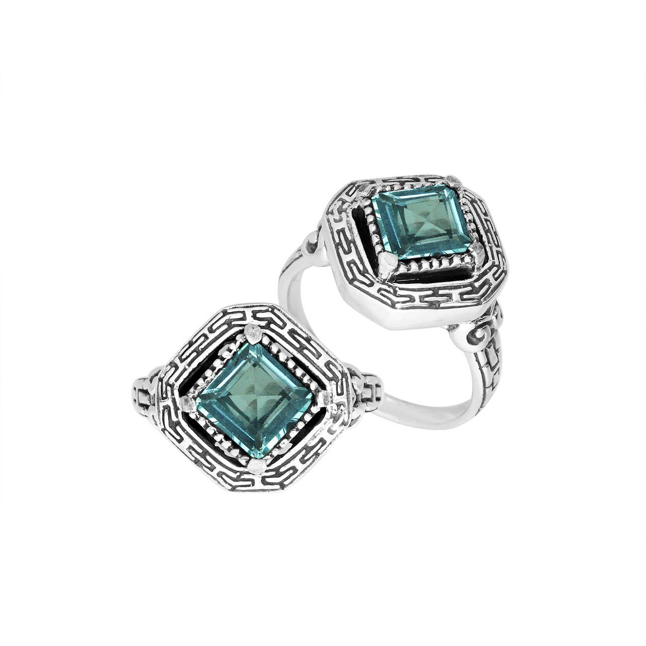 AR-6294-BT-7 Sterling Silver Ring With Blue Topaz Q.