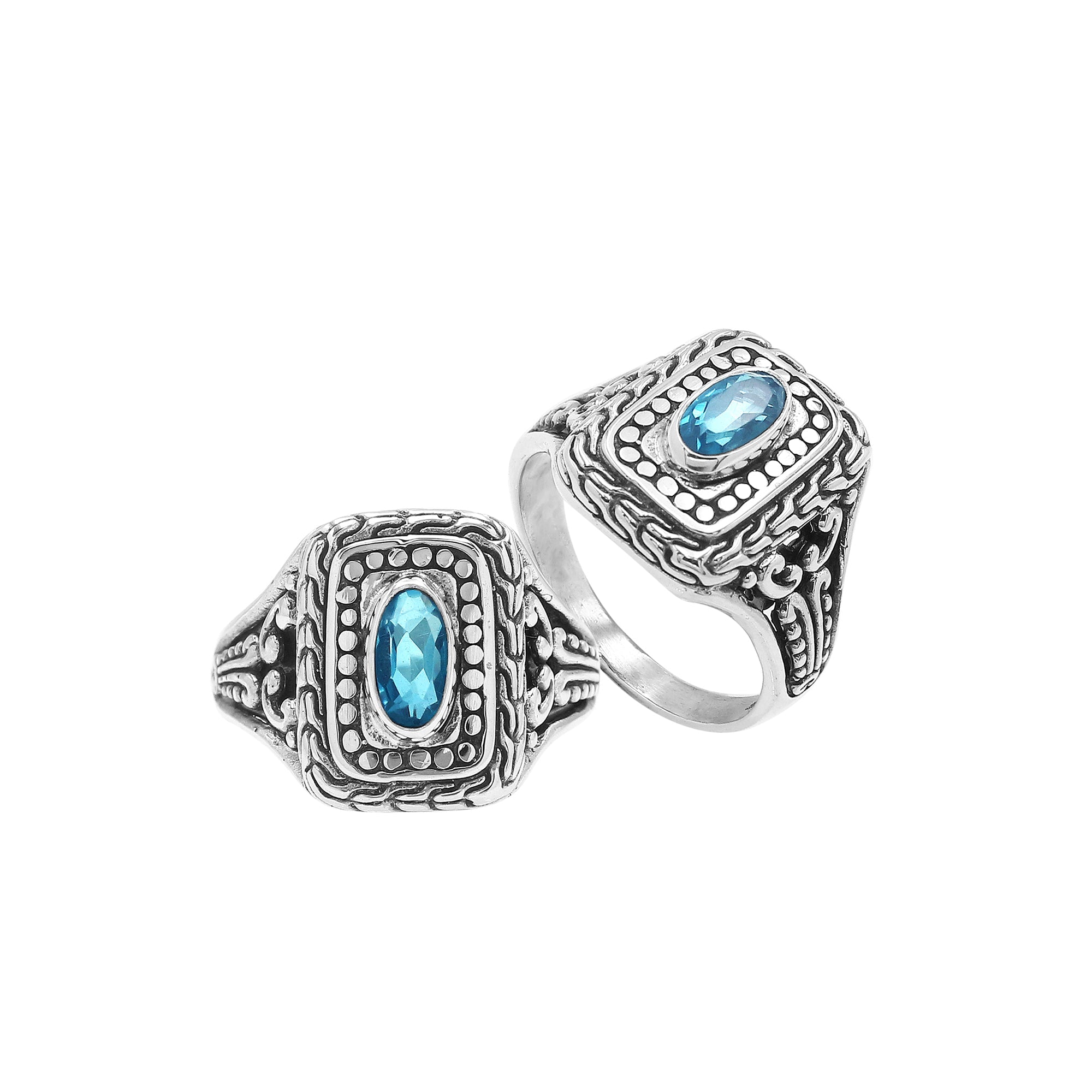 AR-6321-BT-8 Sterling Silver Ring With Blue Topaz Q.