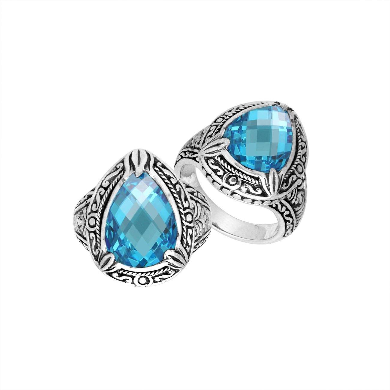 AR-8026-BT-6 Sterling Silver Ring With Blue Topaz Q.