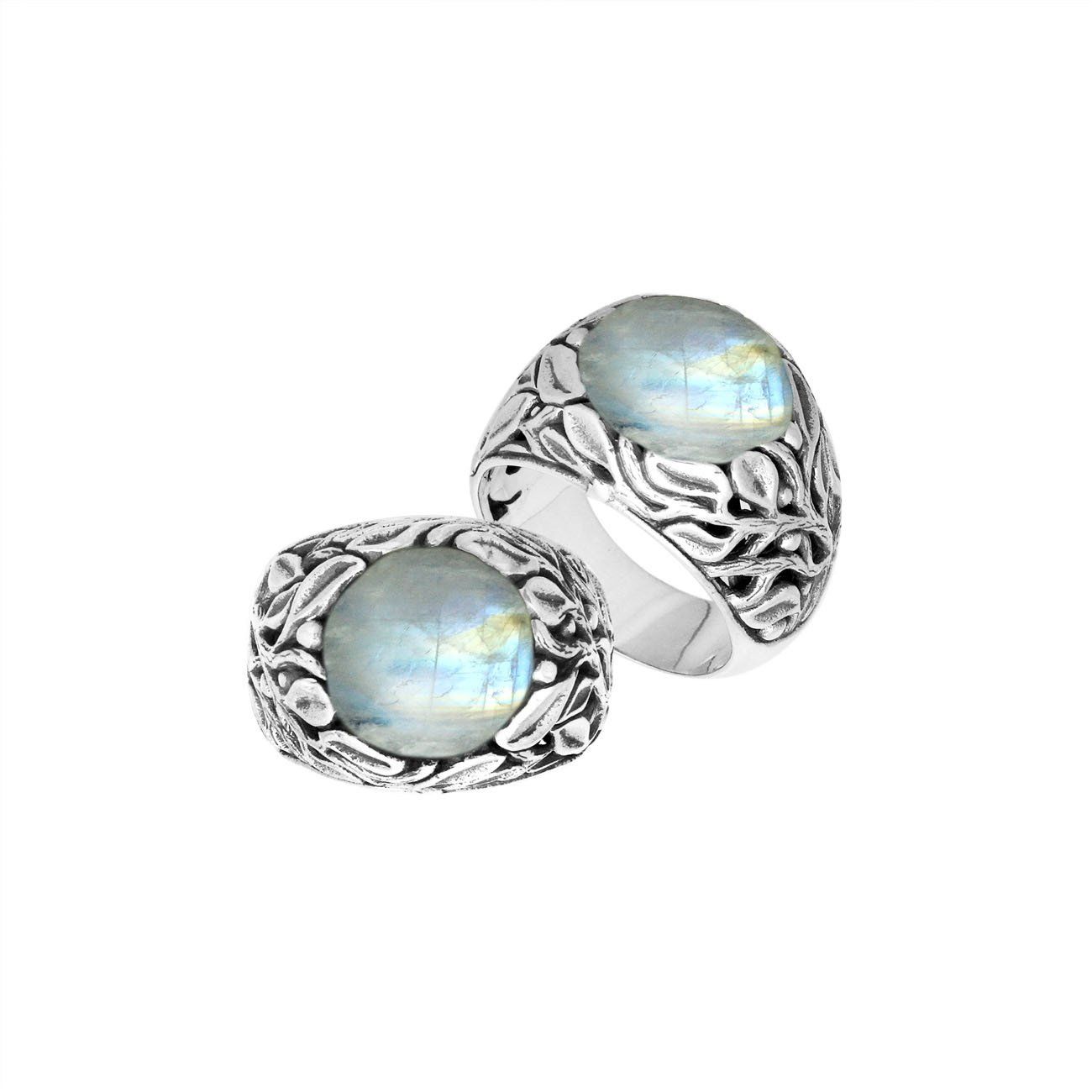 AR-8032-RM-7 Sterling Silver Ring With Rainbow Moonstone