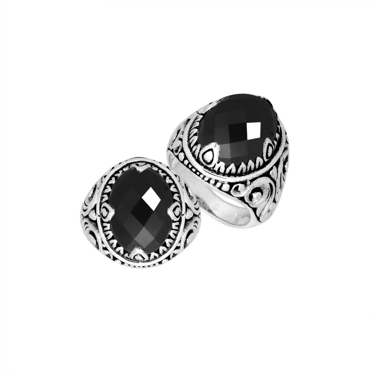 AR-8033-OX-8 Sterling Silver Ring With Black Onyx