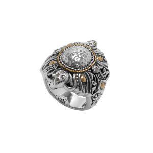 ARG-8037-DY-6 Sterling Silver Ring With 18K Gold And Diamond