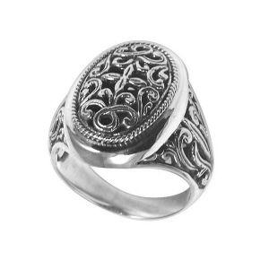 ARSF-6004-SF-5" Silver Overlay Beautiful Design Oval Shape Ring