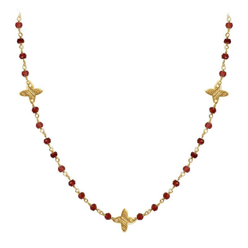 CHG-197-GA-18" 18K Gold Overlay Necklace With Garnet