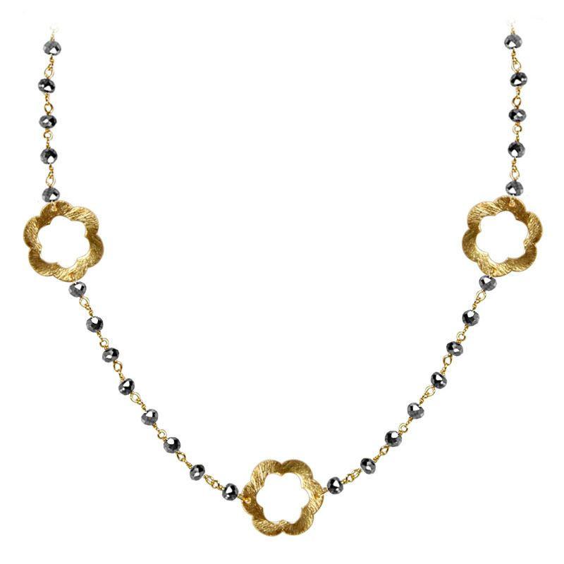 CHG-199-PY-18" 18K Gold Overlay Necklace With Pyrite