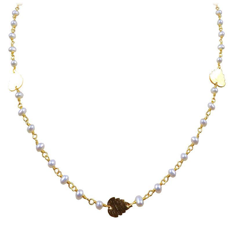 CHG-200-PE-18" 18K Gold Overlay Necklace With Pearl