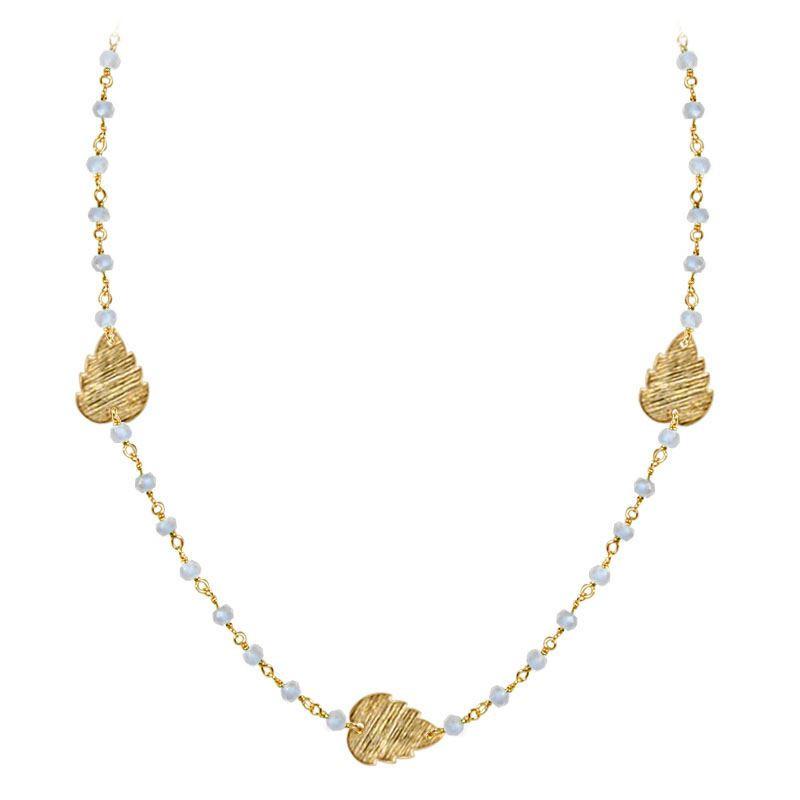 CHG-200-RM-18" 18K Gold Overlay Necklace With Rainbow Moonstone