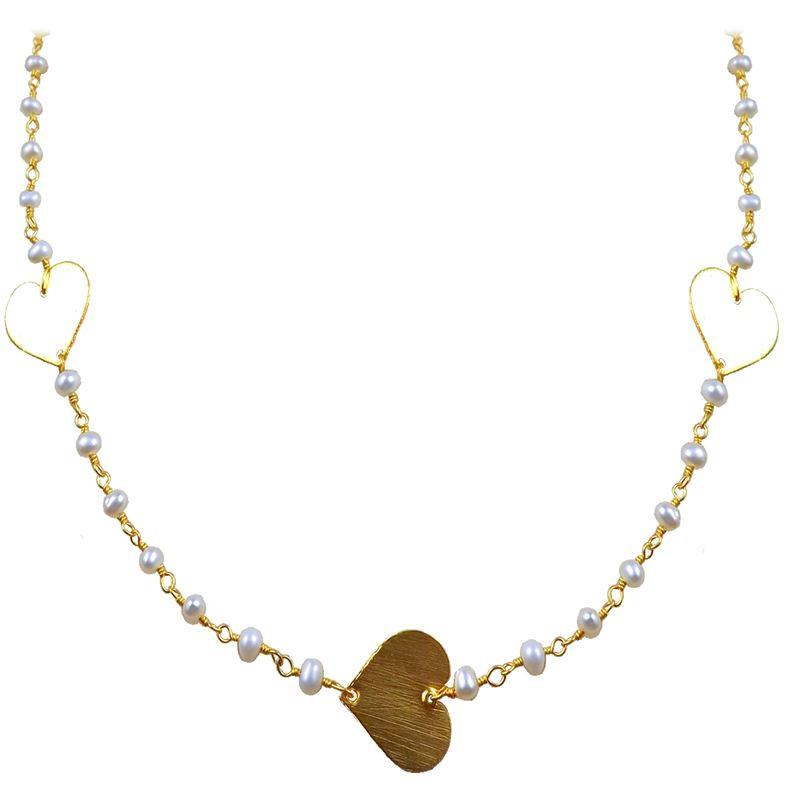 CHG-201-PE-18" 18K Gold Overlay Necklace With Pearl