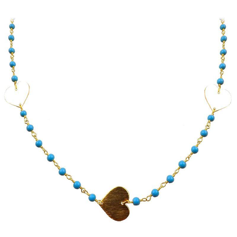 CHG-201-TU-18" 18K Gold Overlay Necklace With Turquoise