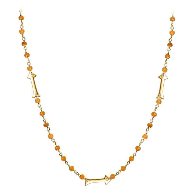 CHG-203-CN-18" 18K Gold Overlay Necklace With Carnelian