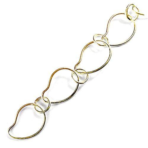 CHG-264 18K Gold Overlay Beading & Extender Chain Small Ring -10MM Swiril Ring-25X18MM