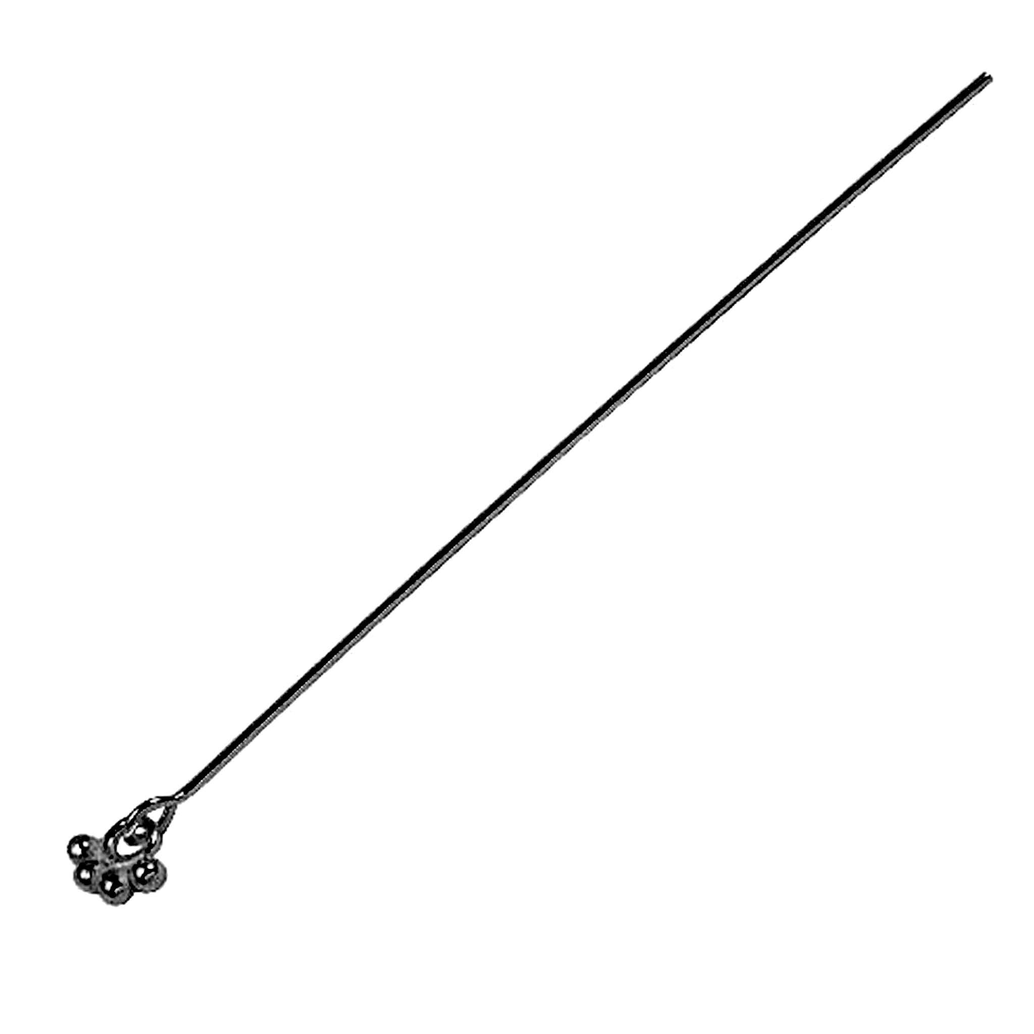 HPR-108-1" Black Rhodium Overlay 22 Gauge Head Pin Or Eye Pin With Granulated Ring