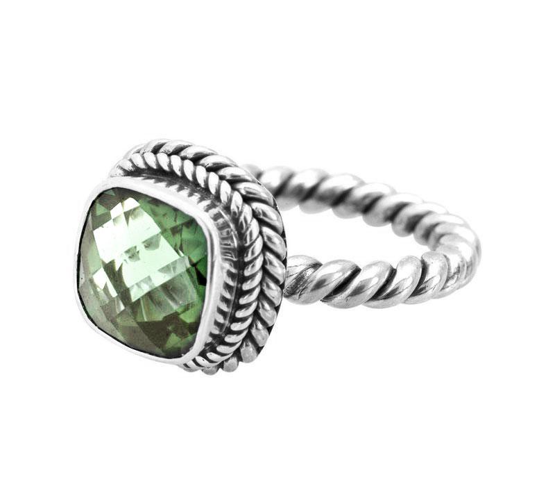 NKLR-001-GAM-6 Sterling Silver Ring With Green Amethyst Q.