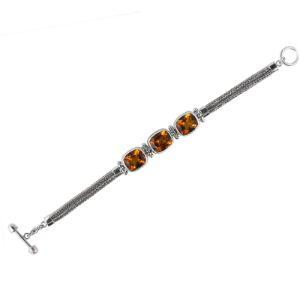 SB-0900-CT-7.5" Sterling Silver Bracelet With Citrine Q.