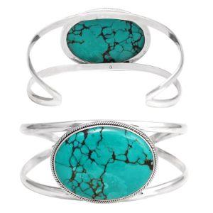 SB-1701-TQ Sterling Silver Bracelet With Turquoise Quartz