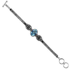 SB-1828-BT Sterling Silver Bracelet With Blue Topaz Q.